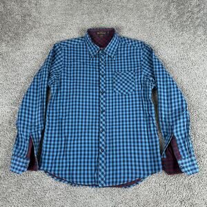 Ben Sherman Shirt Mens Extra Large Blue Red Checkered Reversible Button Up READ